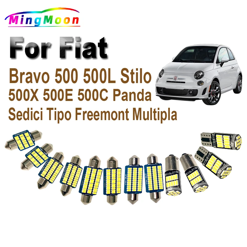 Lampadine A Led Per Auto Per Fiat Bravo 1 2 500 500L 500X 500E 500C Panda 2 3 Tipo Stilo Freemont Multipla Kit Luci Interne Sedici