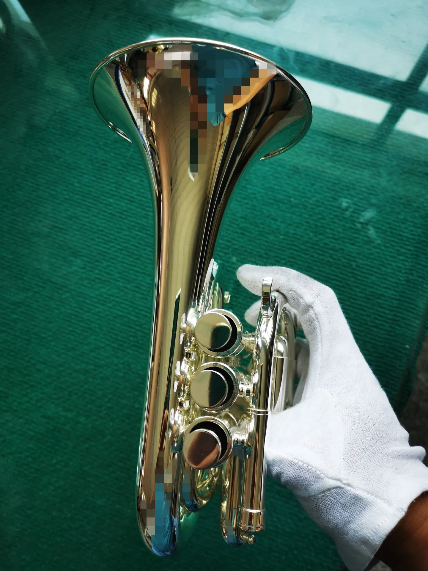 High Grade Gold Lacquer / Silver Plated C Key Piston Pocket Trumpet (JPTC-210)