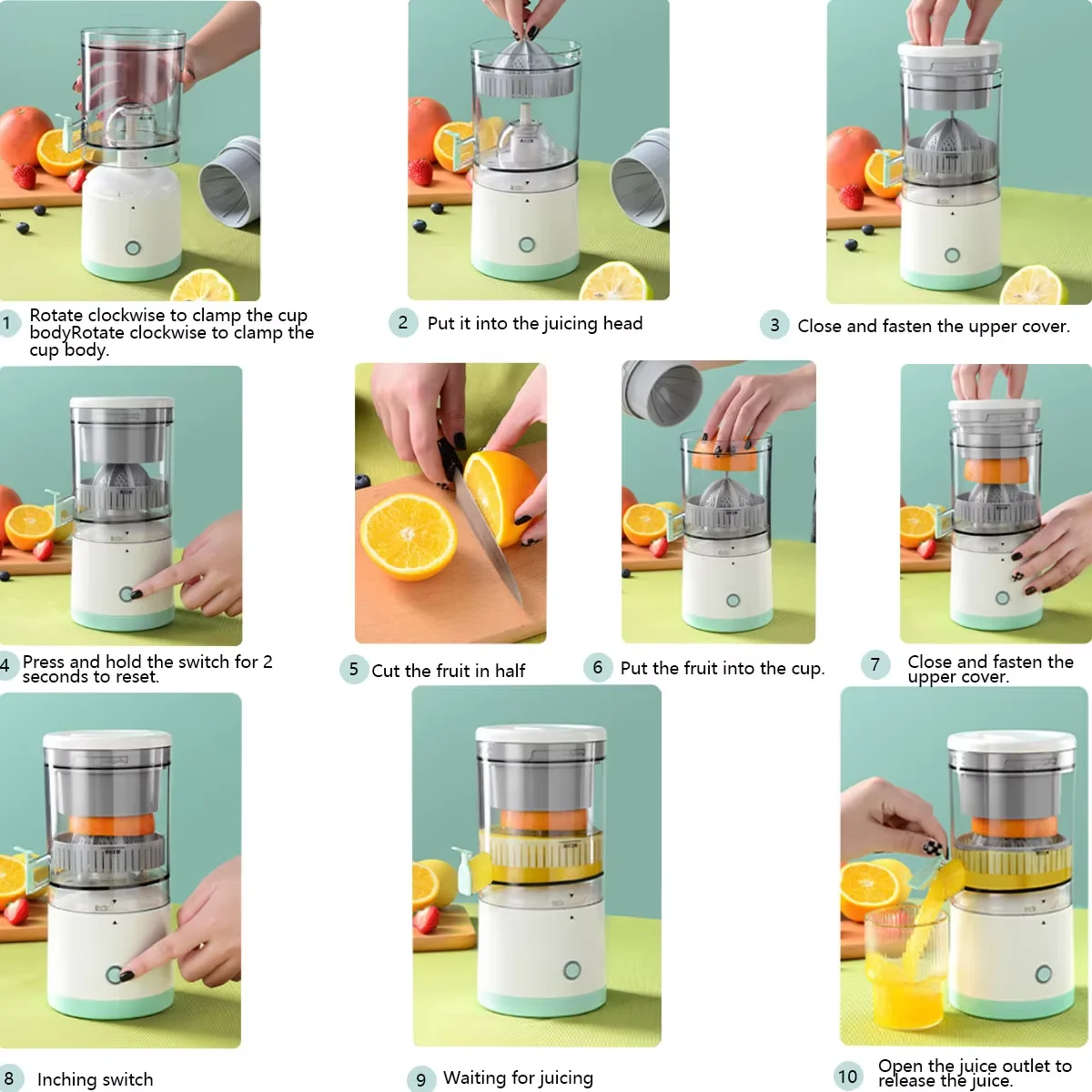 1PC electric juicer orange juice juicer USB rechargeable citrus lemon juicer wireless fruit blender automatic fresh juicer 3
