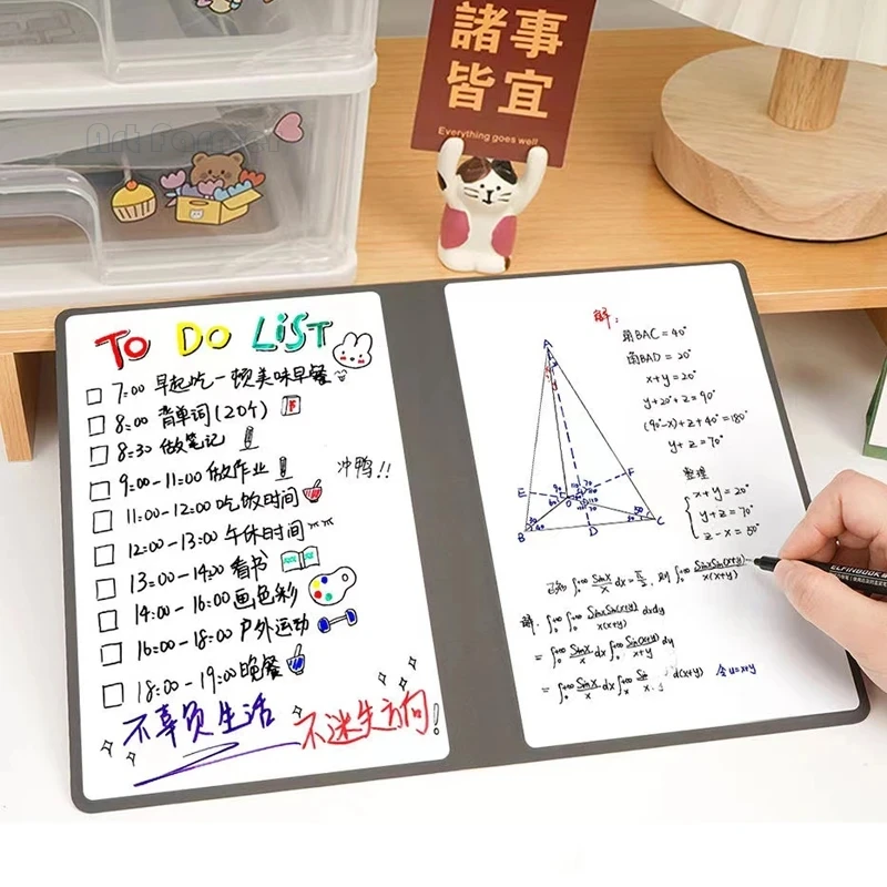 

Блокнот для белой доски A5, кожаный блокнот для заметок, ручка для белой доски, стирающаяся ткань, многоразовый Еженедельный планировщик, Портативный Стильный блокнот для зарисовок в офисе