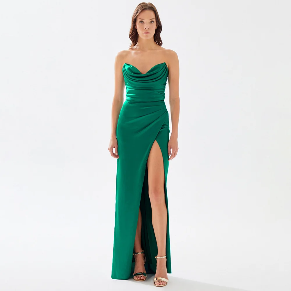 

Green Draped Wrapped Tube Top Dress Long Dress Party Dresses Sexy