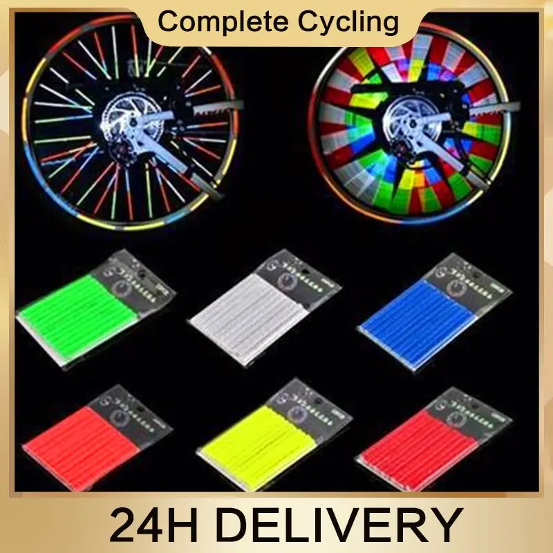 

12pcs Bicycle Reflective Stickers MTB Road Bike Night Cycling Wheel Spokes Reflector Tubes Strip Outdoor Bike Light Accessories