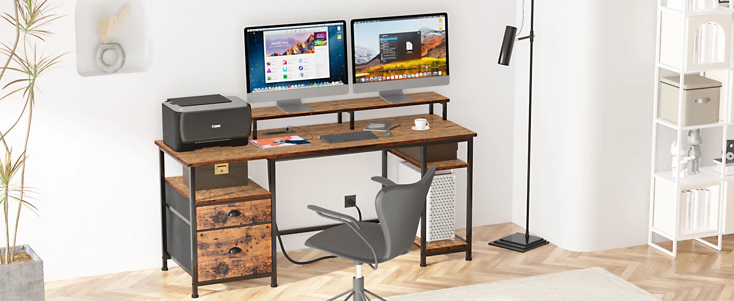 desk with shelves