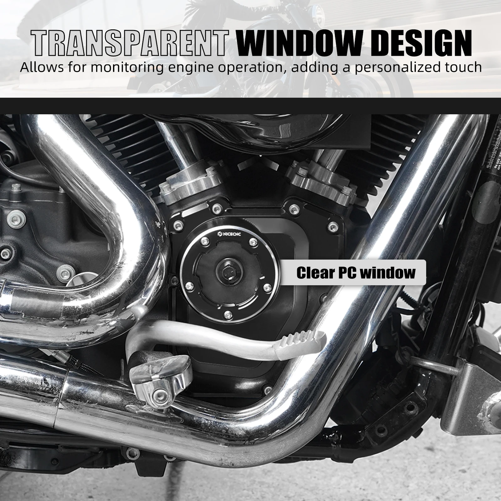 NICECNC Für Harley Dyna Super Glide Custom /FXD Street Bob Fat Bob Low Rider Wide Glide 2001-2017 Transparente Nockenwellenabdeckung – Detail 4