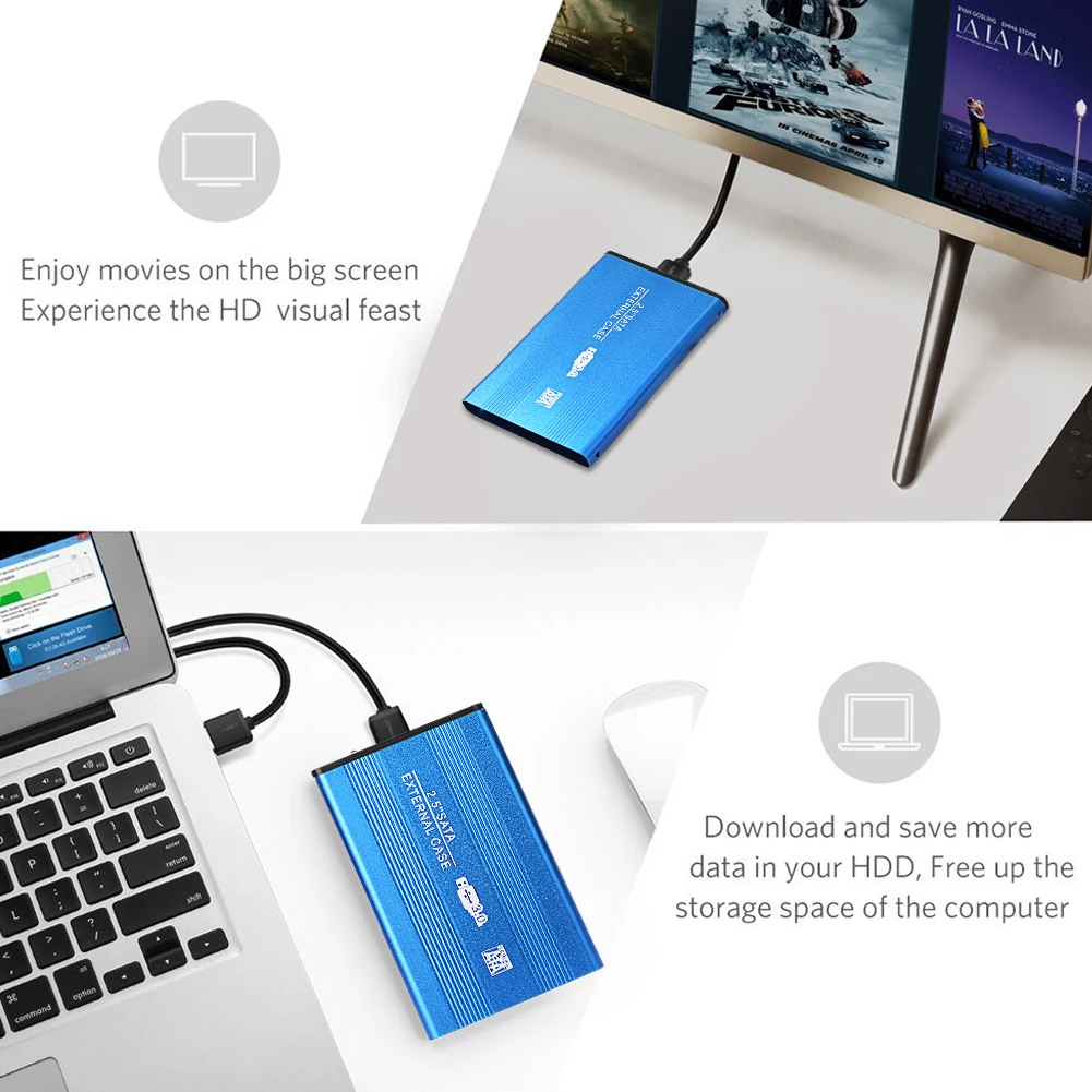 알루미늄 합금 2.5인치 외장형 HDD SSD 박스 USB SATA3.0 하드 드라이브 디스크 6GB