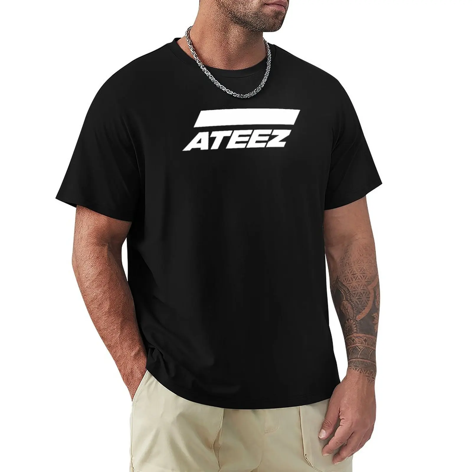

White Ateez T-Shirt funnys oversizeds oversized funny t shirts for men