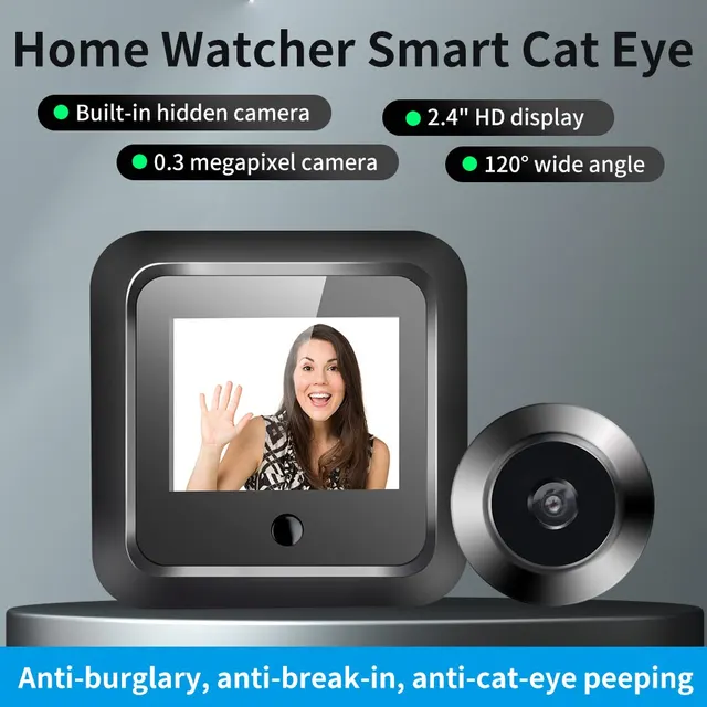 New 2.4 Inch Peephole 120° Smart Digital Door Viewer Camera Security Monitor 240x320 HD Visual Doorbell 300000 Pixels Resolutio 2