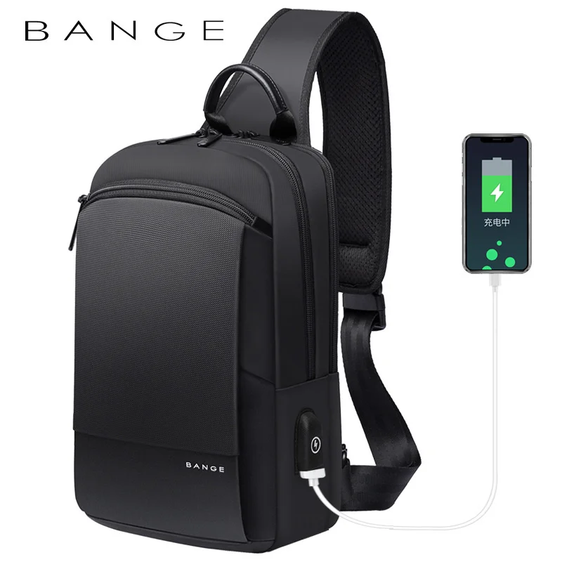 

Multifunction Crossbody Chest Bag Men USB Charging Pack Short Trip Messengers Water Repellent Shoulder Fashion