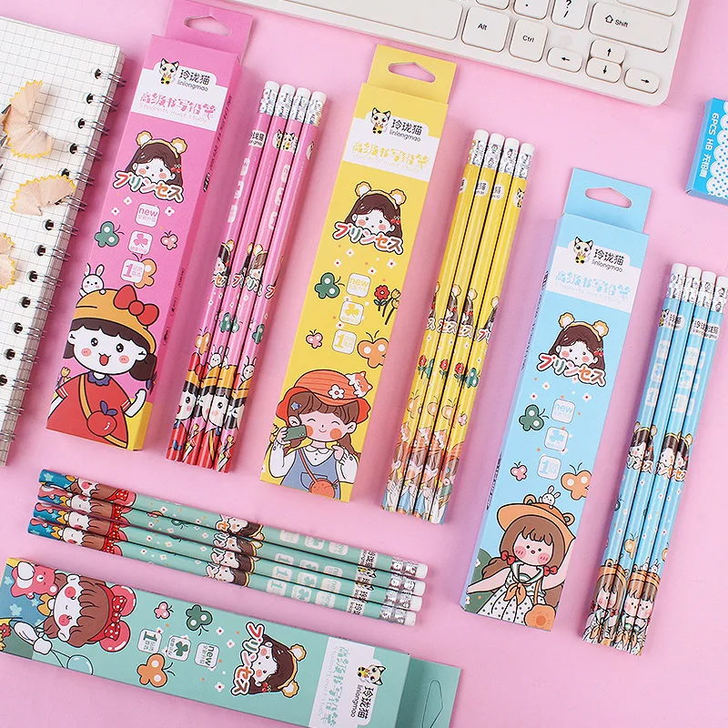 6/10Pcs Duck Cute Stationery Pencil Child Drawing Supplies Kids Gift for School Student Drawing Writing Pencils with Erasers