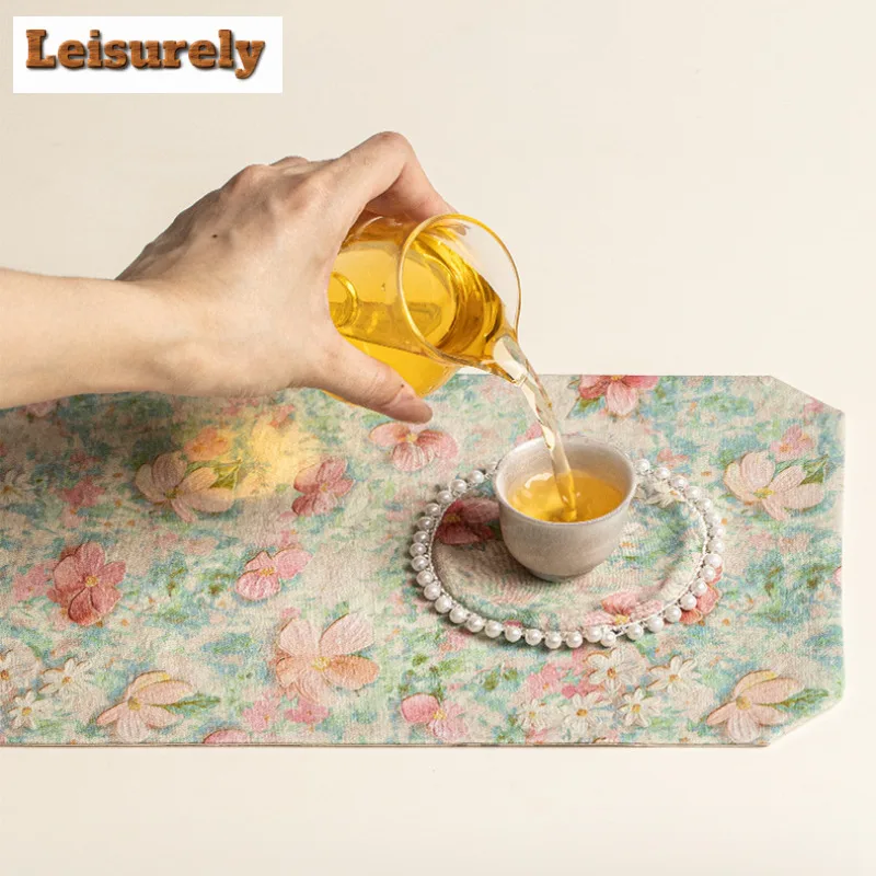 Brocade Flowers Beaded Coasters Antique Hot Pad For Coffee Cups Saucer Heat Insulation Placemats Cup Holder Teaware Accessories