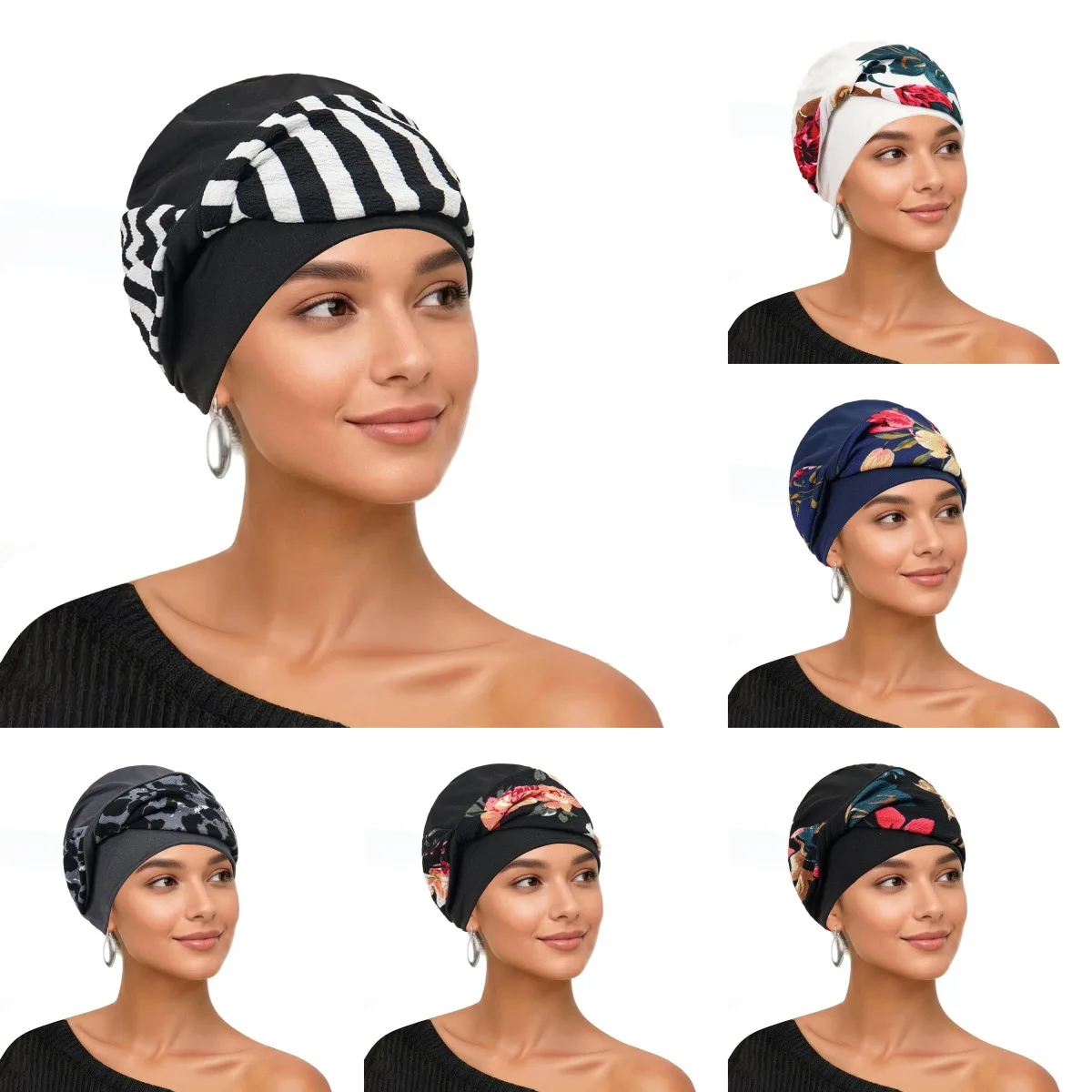 Women's Pre-Tied Printed Turban Headwrap Scarf Hat With Pattern — photo 1