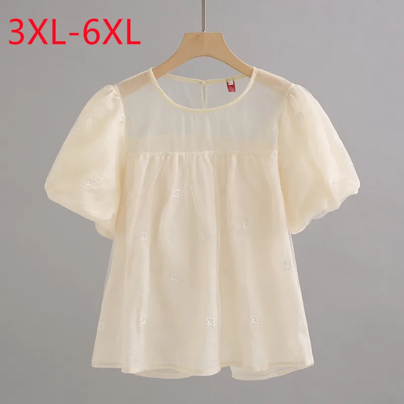 New 2023 Ladies Primavera Estate Plus Size Top Per Donna T-Shirt Bianca Con Scollo A Manica Corta Di Grandi Dimensioni 3Xl 4Xl 5Xl 6Xl