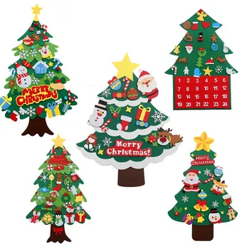 DIY Felt Christmas Tree Christmas Decoration for Home Navidad 2025 New Year Christmas Ornaments Santa Claus Xmas Kids Gifts