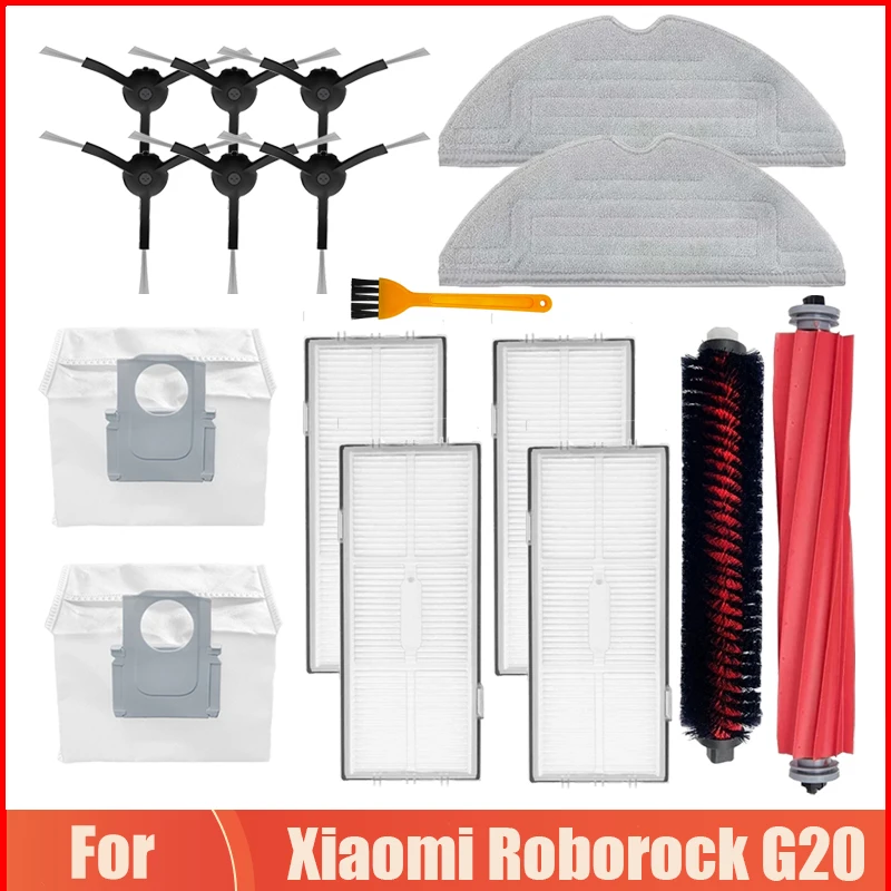 

Сменные швабры для робота-пылесоса XiaoMi Roborock G20, фильтр НЕРА, тряпка, мешок для сбора пыли, сменная боковая и основная Роликовые щетки