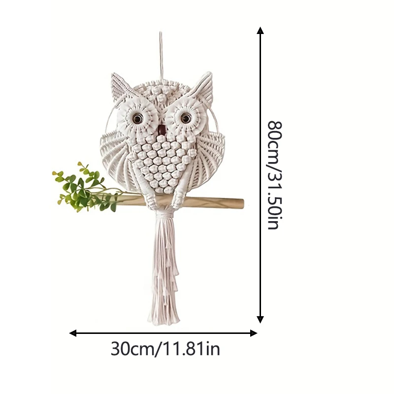 Owl Tapestry Hand-woven Owl Dream Catcher Wall Hanging Macrame Mandala Tassel Boho Decor DIY Apartment Dorm Room Home Decoration