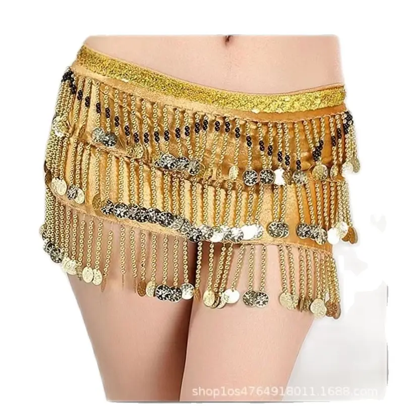 

Lady Women Belly dance Costume bellydance Hip Scarf belly dancing belt With Gold Coins adult waist chain accessories dancwear