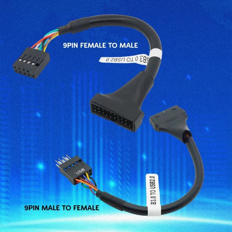 

Efficient USB Converter Motherboard 20Pin Female to 9Pin Male Adapter Cord