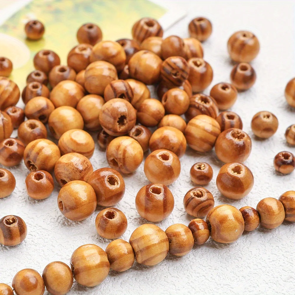 100/200/300pcs 복숭아 나무 색상 소나무 나무 라운드 스페이서 비즈 쥬얼리 만들기 Diy 공예 팔찌 목걸이 액세서리