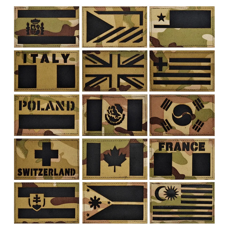 Countries Flag Patches Camouflage Fabric Infrared Reflective Military