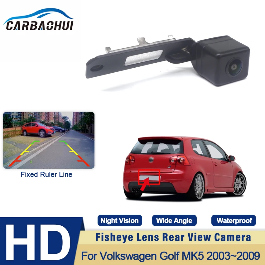 

CCD Full HD рыбий глаз камера заднего вида для Volkswagen Golf MK5 2003 2004 2005 2006 2007 2008 2009 автомобильный монитор парковки заднего вида