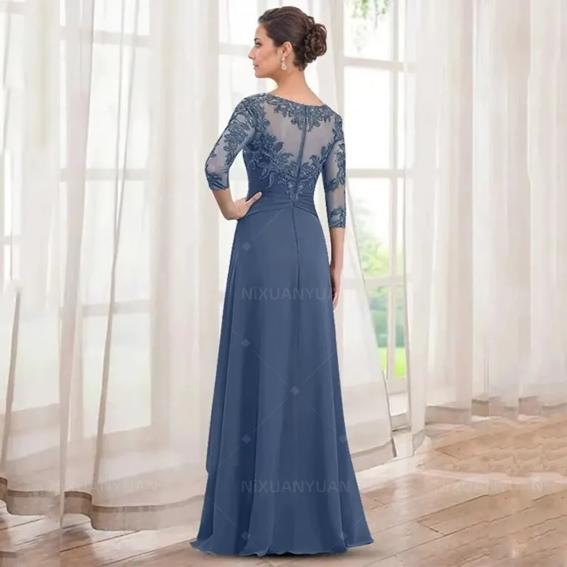 Mother of Bride Dresses Chiffon Appliques Long Party Dresses Woman for Weddings