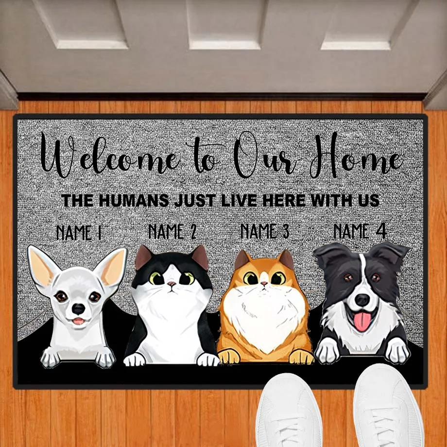 

Welcome To Our Home Custom Dog Cat Doormat Rug Personalized Pet Floor Mats Carpet All Color All Logo Home Decor Accessory