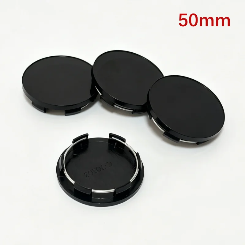 Universal Black Chrome Silver Blank Base Rim Cap Set - 4 Pieces