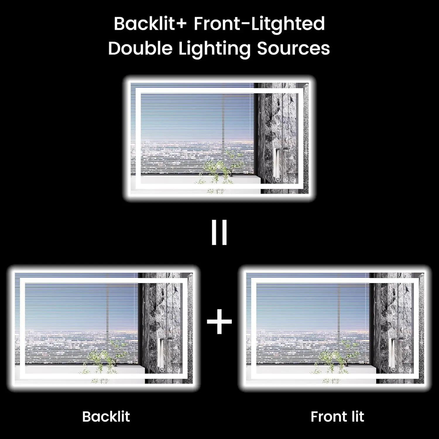 48X30 LED Bathroom Mirror with Lights, Anti-Fog, Backlit + Front Lit, Lighted Bathroom Vanity Mirror for Wall, Memory Function,