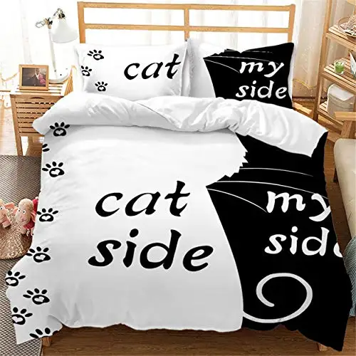 Black And White Duvet Cover Set King And Queen Bedding Set For Couple Romantic Valentine's Day Presents Polyester Duvet Cover 3