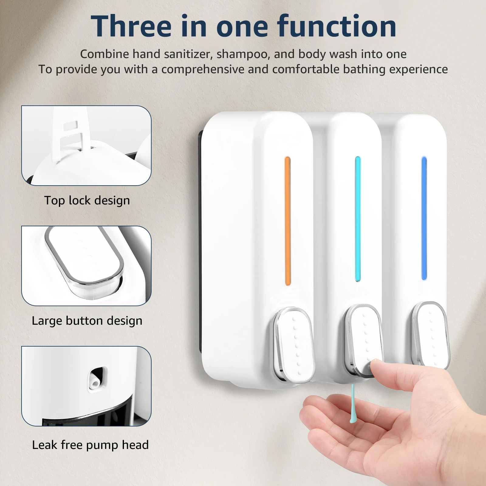 Wall Mounted Soap Dispenser 3 Chamber Shampoo Shower Gel Dispenser Detergent Container Family Hotel Bathroom Accessories soap dispenser soap pump soap dispenser head wall mounted dispenser