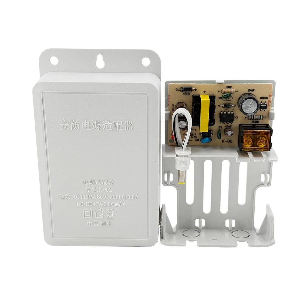 Impermeável ao ar livre poder adaptador, câmera de segurança CCTV, PTZ, WiFi, câmera IP, atacado, 110V-240V entrada, DC 12V, 2.5A, 1Pc