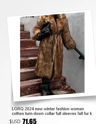 LGRQ Causal Whole Rabbit Fur Furs Tassel Spliced Solid Color Single Breasted High Collar Warm Women's Coat 2025 Winter New 19D46