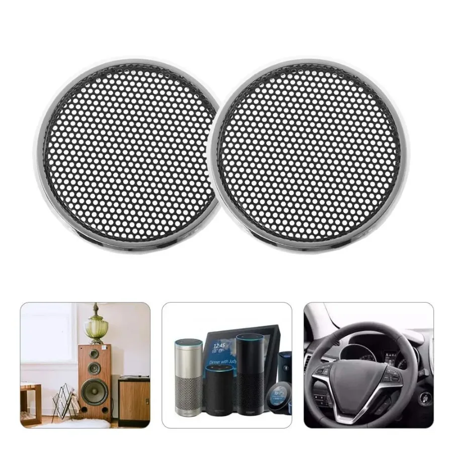 2Pcs Car Speaker Decorative Circle Auto Audio Dust Cover Car Speaker Grill Protective Cover Car Electronic Universal Accessories