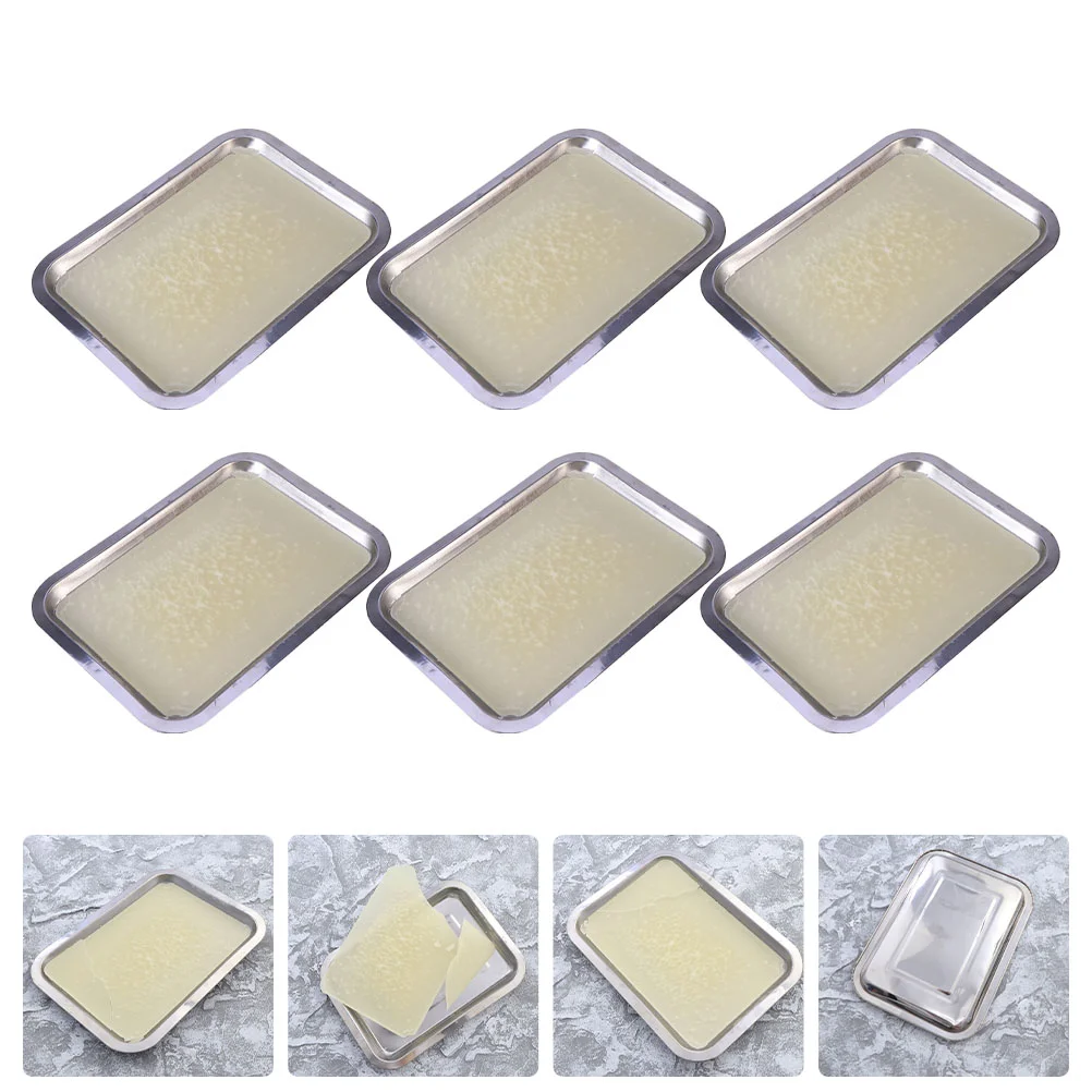 

6 Pcs Wax Plate Dissecting Tray Stainless Steel Dissection Food Trays Metal Serving