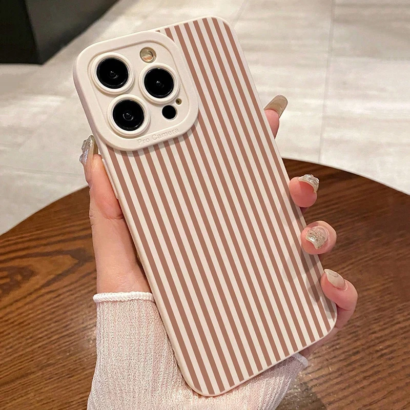 Pink Striped Painted Anti-Drop Phone Case Cover