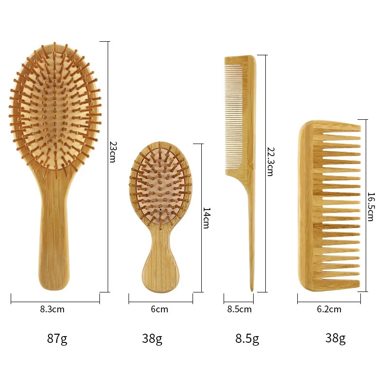 4 Pcs/set Hair Comb Set Eco-friendly Bamboo Wooden Air Cushion Massage Comb For Adult Children Wide Tooth And Pointed Tail Cmb 3