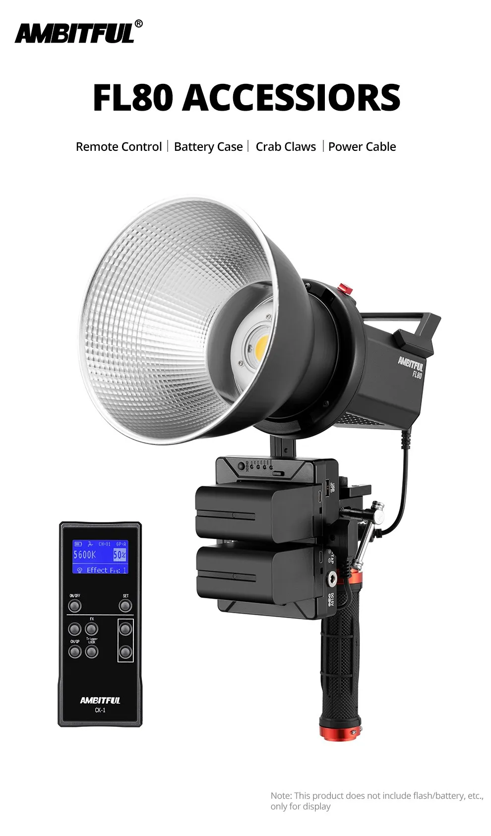 Description Picture 2 of itemAMBITFUL Battery Case Remote Control and for AMBITFUL FL80 FL80RGB FL80 RGB LED Light