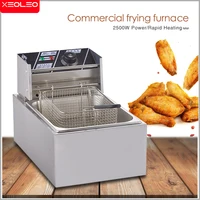 XEOLEO 6L 2500W Electric Commercial Single Tank Deep Fryer French Chicken Wings Fast-Heating Snack Fried Machine Food Processor 1