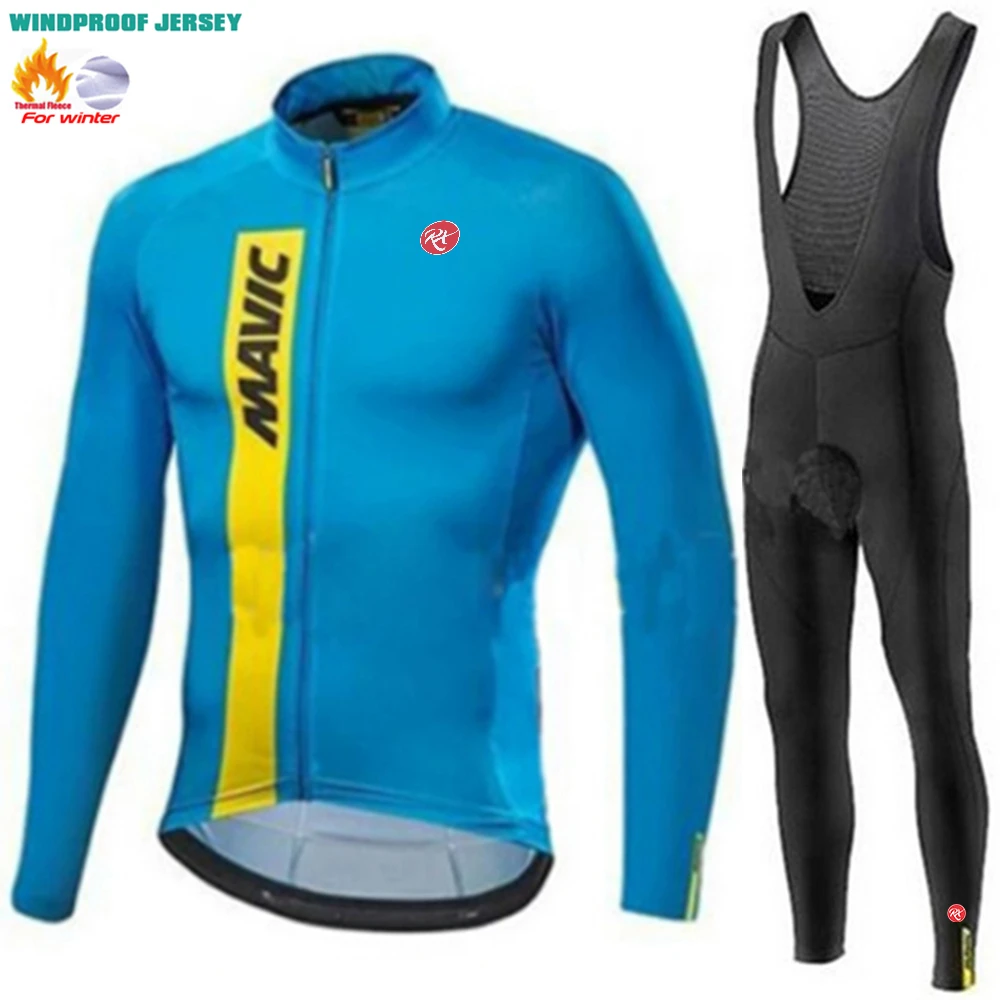 RX MAVIC New Men's Cycling Long Sleeve Winter Bicycle Warm Riding Set Road Bicycle Cold Riding Long Sleeve Winter Riding Pants 2