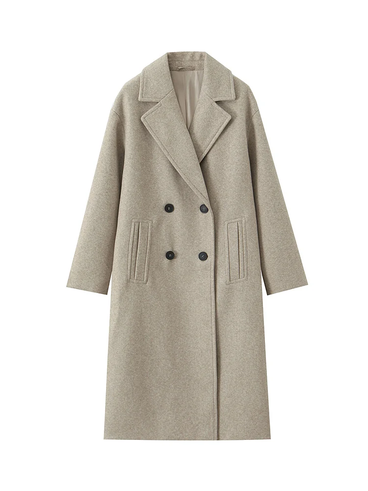 Women Winter Luxury Long Coats Solid Warm Soft Wool Long Coat Women High Street Loose Casual Double Breasted Overcoat 2025