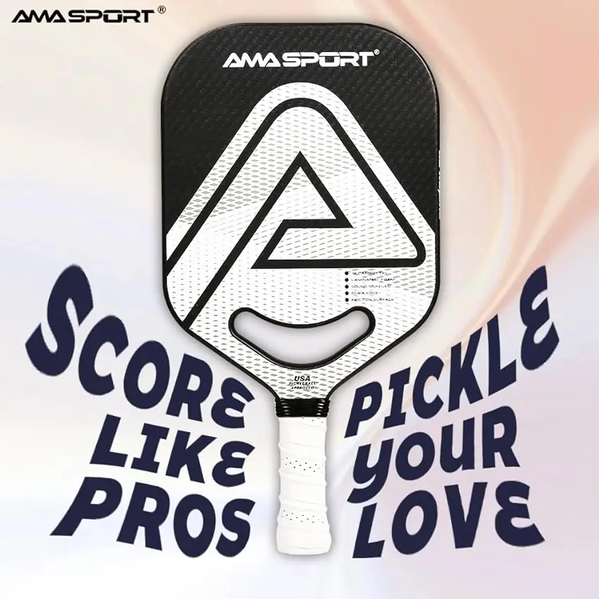 Amasport Pickleball Paddles 3K/Full Raw Carbon Widebody Large Sweet Spot Unibody Raquette Padel Per Principianti Facile Da Colpire Palla