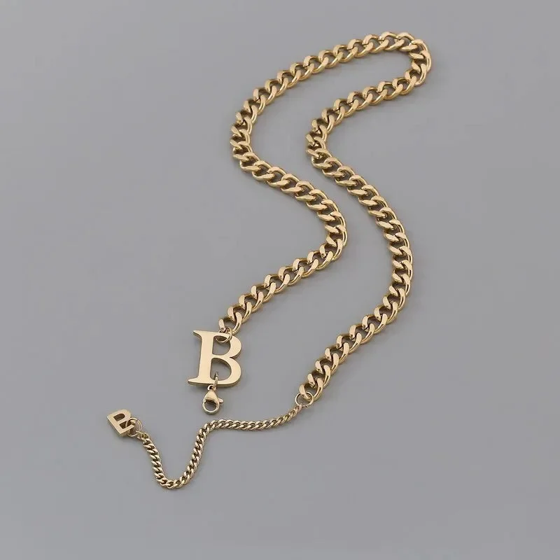 Classic B Letter Titanium Steel Short Necklace For Woman 2022 New Gothic Korean Jewelry Hip Hop Party Girl's Sexy Clavicle Chain |
