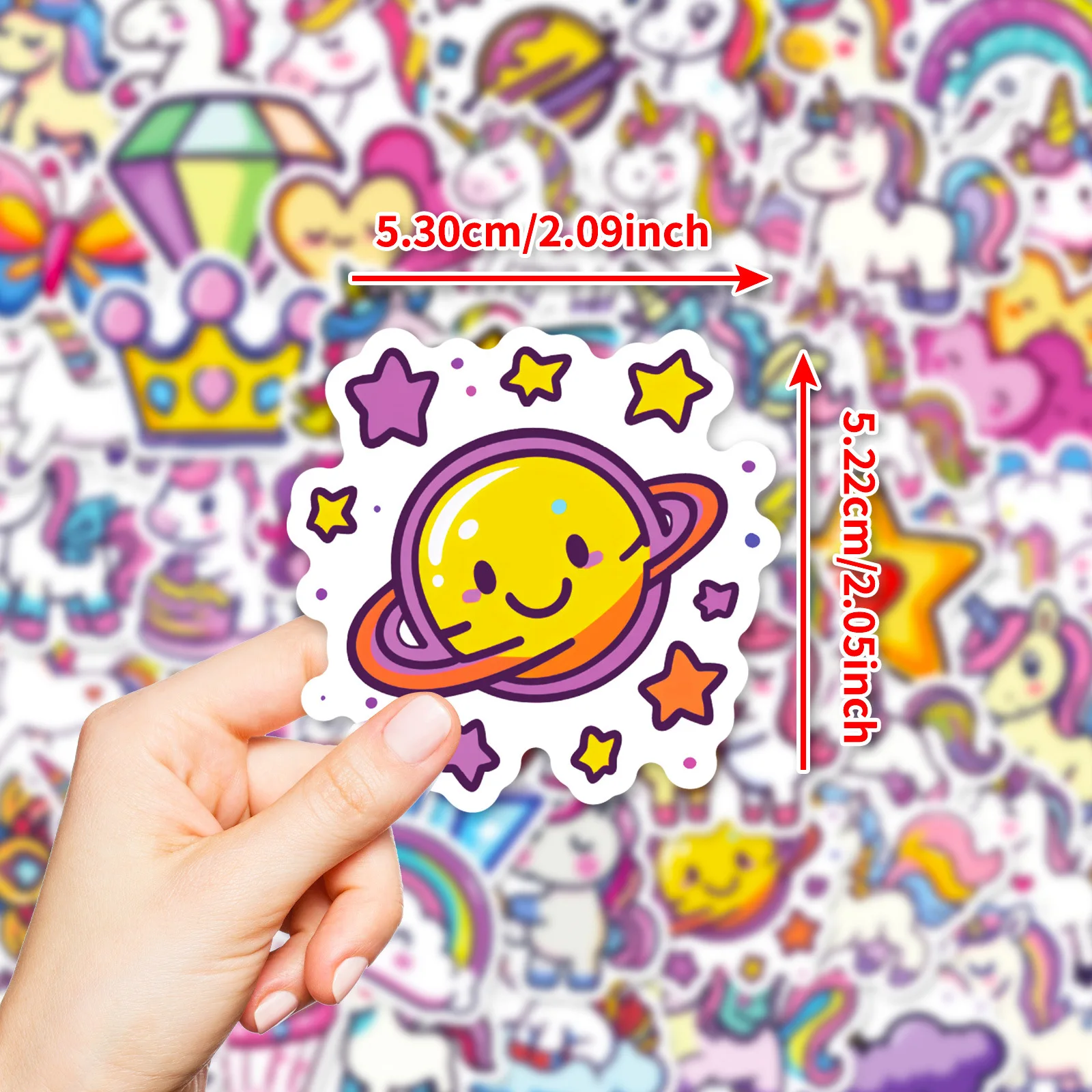 50개 무지개 유니콘 그래피티 스티커 DIY 스케이트보드 기타 냉장고 스티커