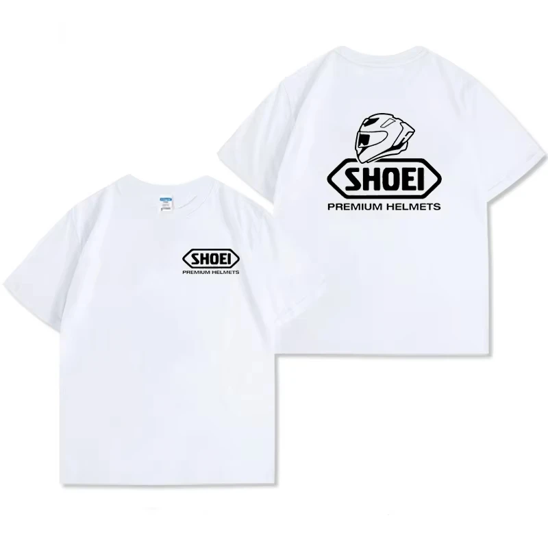 New Shoei Motorcycle Helmet T Shirt Pure Cotton Riding Recommended Size S 4XL Heavyweight Streetwear Top