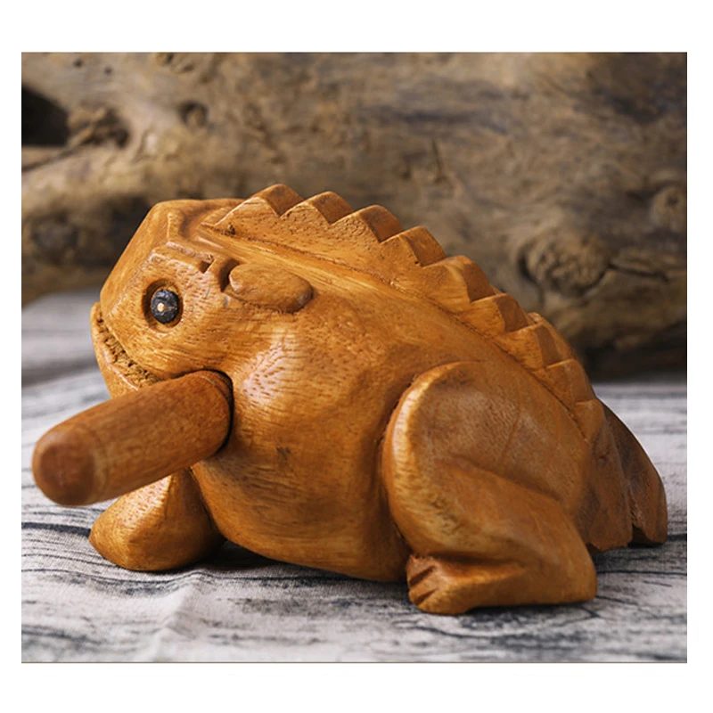 Wooden Lucky Frog Toy Money Frog Clackers Kids Musical Instrument Percussion Toy Gift Animal Home Art Decoration Feng Shui Decor