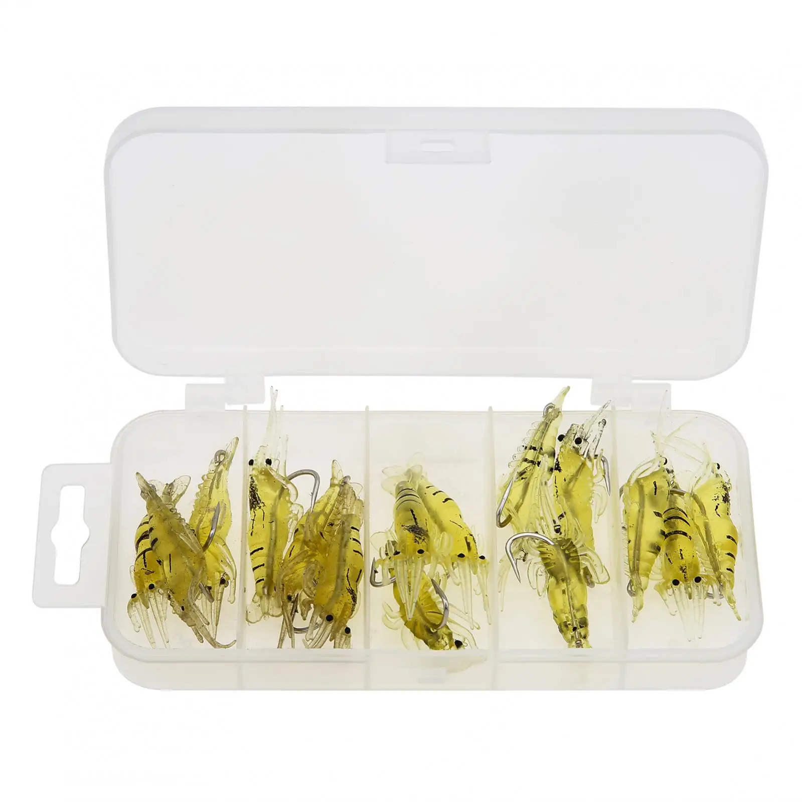 15pcs Realistic Shrimp Lures Yellow Fishing Shrimp Baits for Saltwater  Freshwater Bass Crappie with Plastic Box - AliExpress