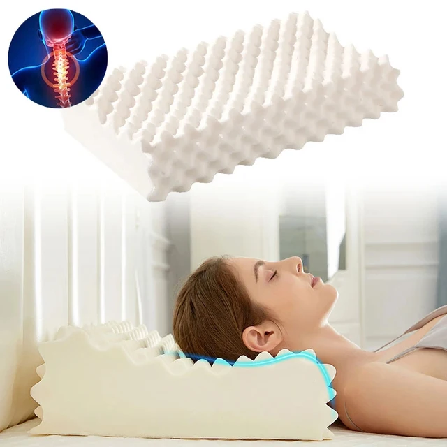 Latex memory pillows slow rebound massage relax pillow orthopedic head spine cervical protector sleeping accessory white
