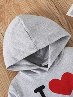 Baby set 0-2 years old toddler learn to walk "I love Daddy" English printed hooded jumper and sweatpants Spring and Autumn 5