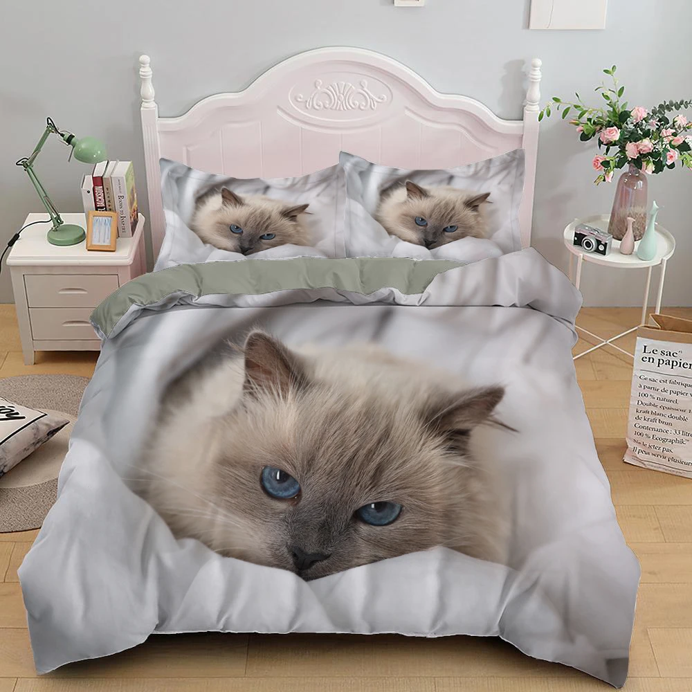 HNHDDZ Juego de Funda nórdica Cama 90 Gato 3D Animal Gris Ropa de Cama  Chico Chica Adolescente Funda de edredón 150x220 y 1 Funda de Almohada :  : Hogar y cocina