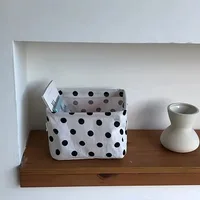 2pcs Cotton And Linen Desktop Storage Box Small Foldable Canvas Storage Basket With Handle Small Fresh Waterproof Storage Basket 3